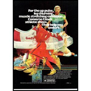 1975 Converse Coach Athletic Shoe Vintage Print Ad Cycling Track Field Wall Art